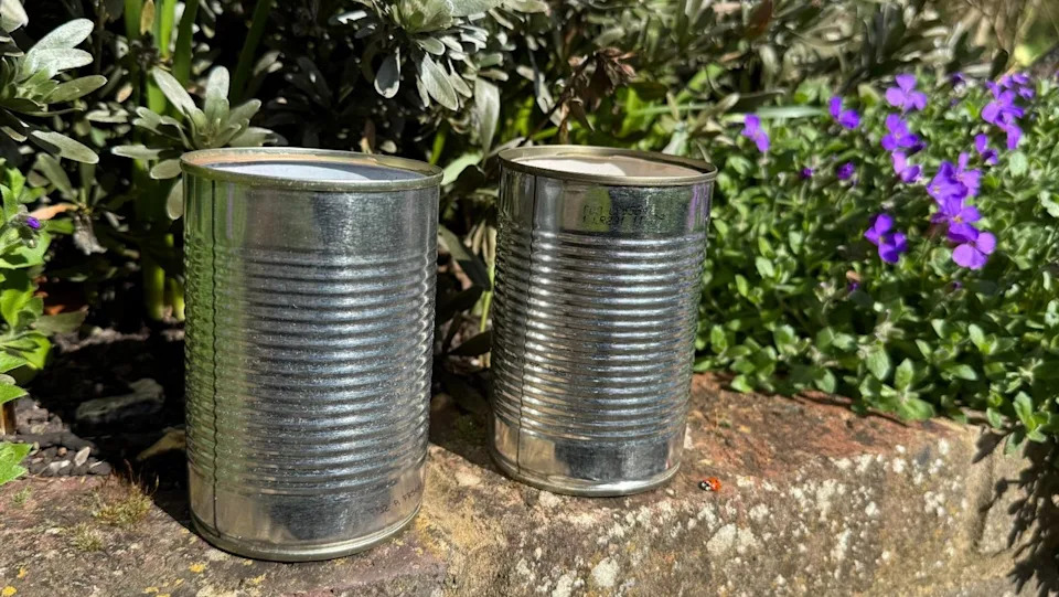  Tins cans in the garden. 