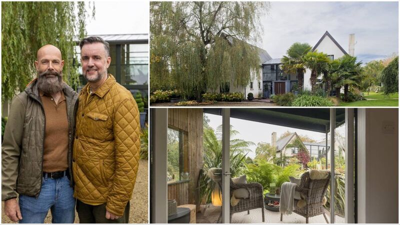 Adrian and Lorcan outside their Kildare home, and below right, their favourite spot. 