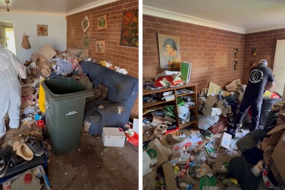 Screenshots of the video Stafford posted of him cleaning the house.