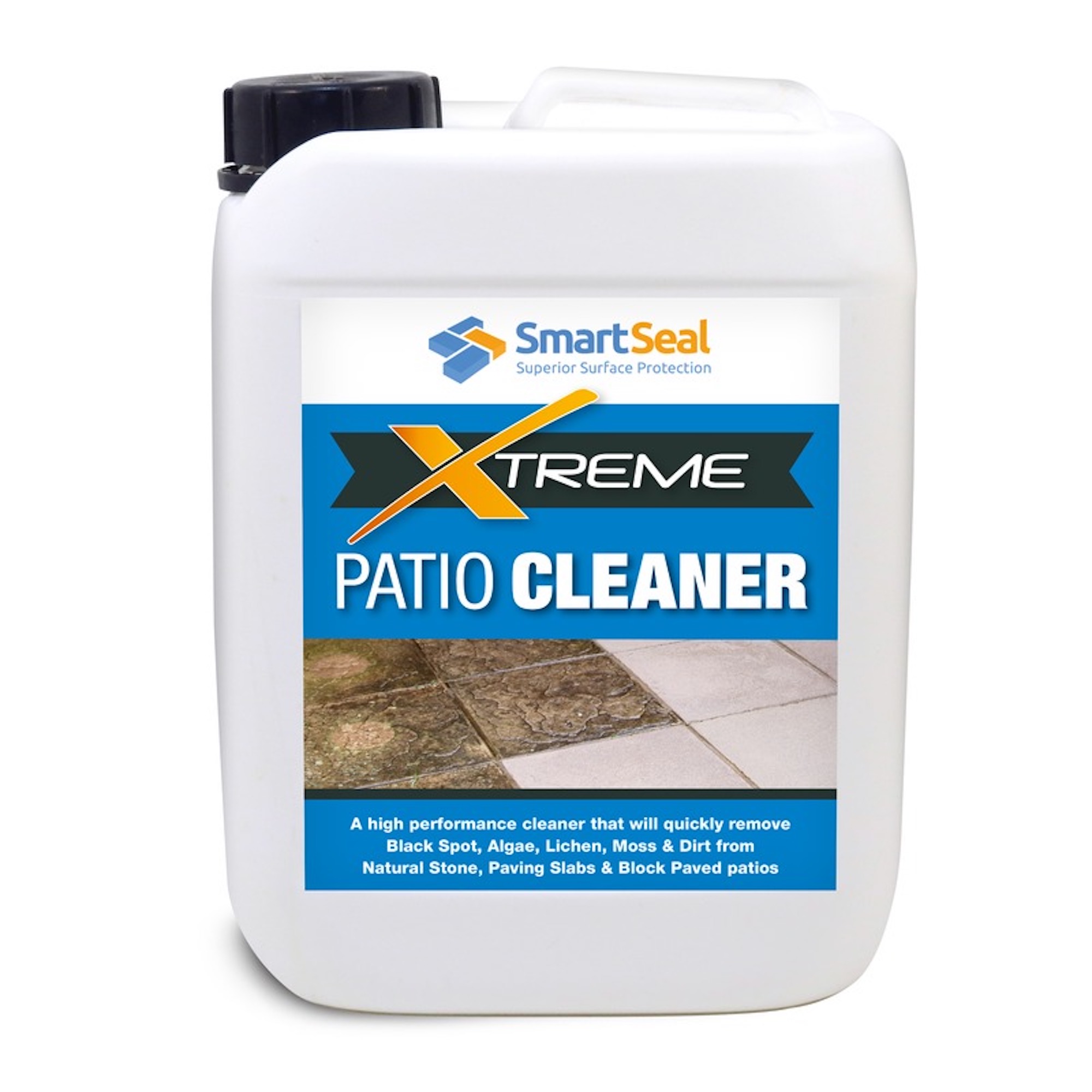A white bottle of Smart Seal patio cleaner