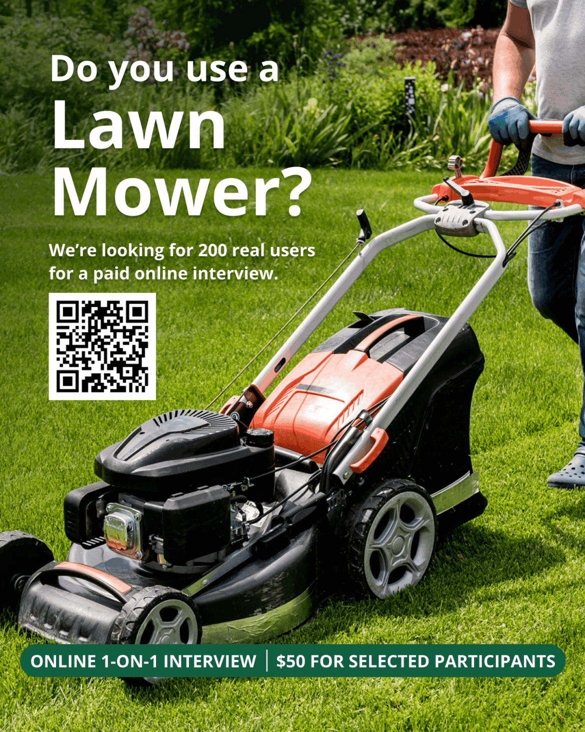 Looking for Lawn Mower Users with 0.25+ Acre Lawns for a Paid Chat ($50)