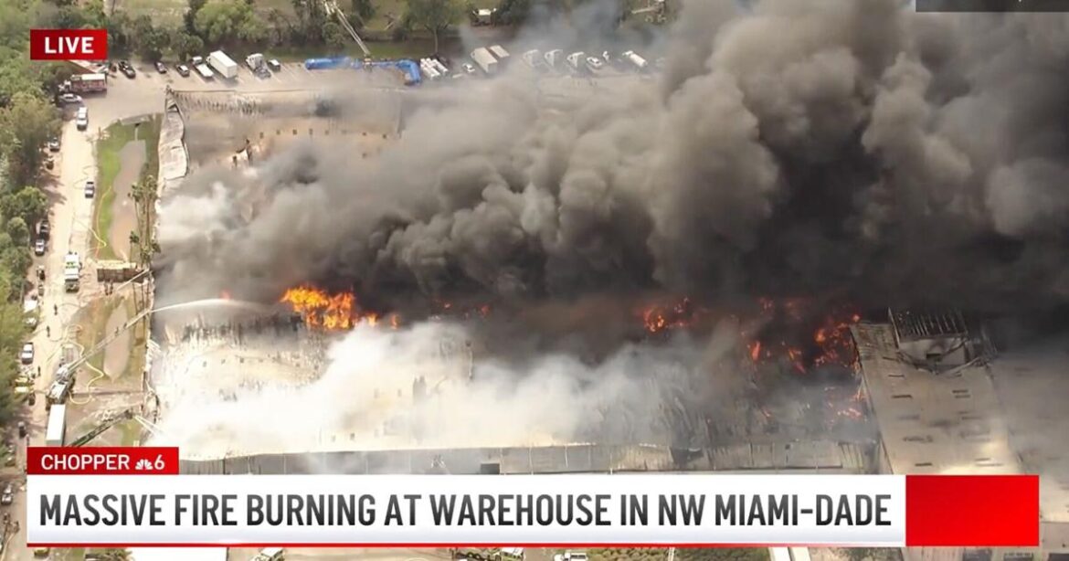 Five-alarm fire rages at Miami Gardens warehouse; hazmat teams on scene | Local News & Updates | The Miami Times