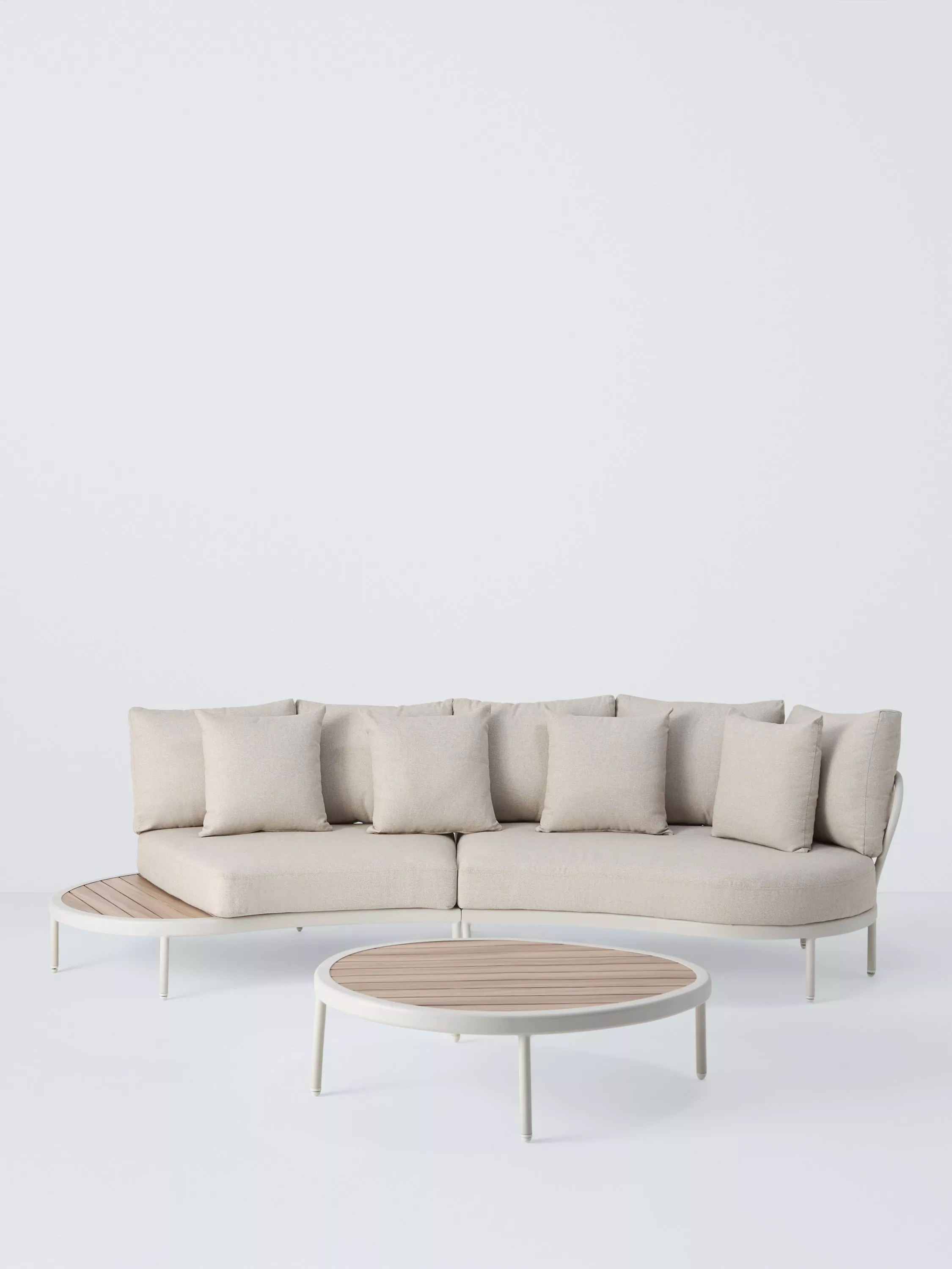 John Lewis Lozenge 4-Seater Modular Curved Garden Sofa &amp; Coffee Table Set, Cream