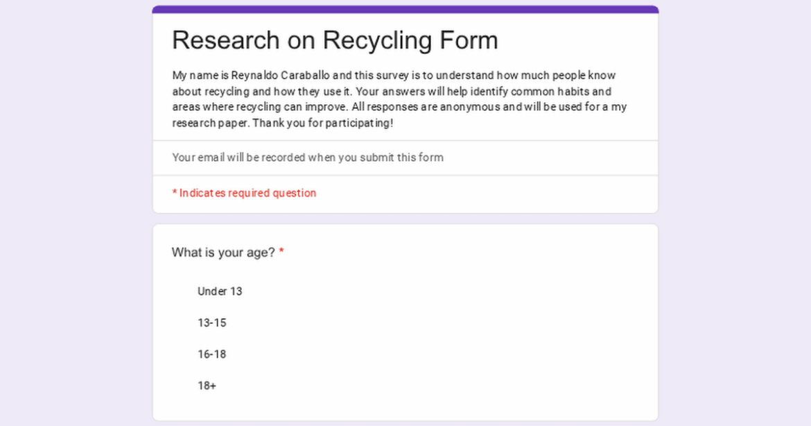 Recycling Google Form Recycling Google Form