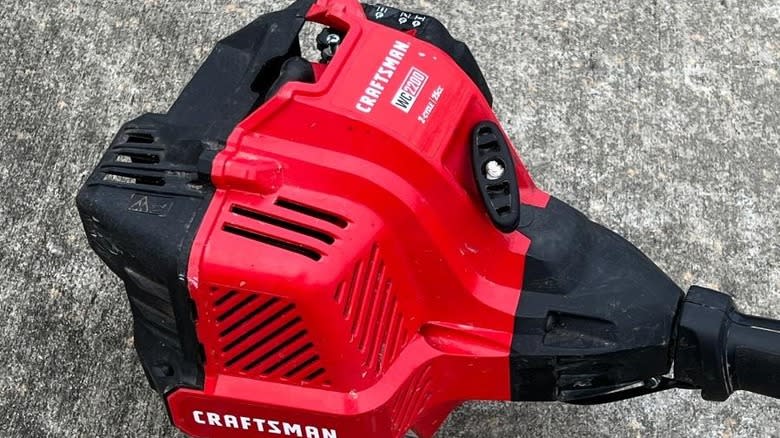 A close up of a Craftsman weed eaeter's gas tank