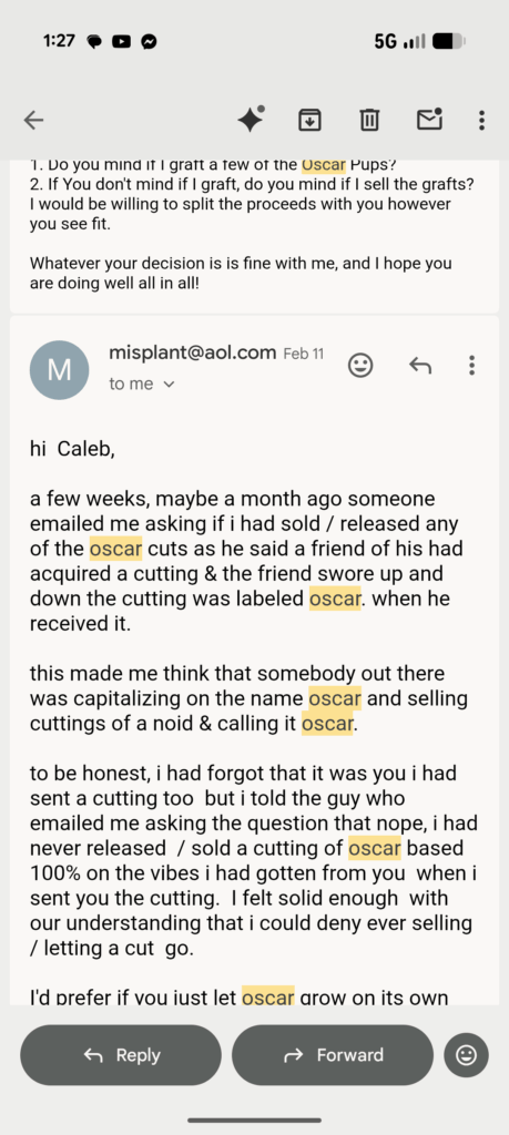 Some Clarification on Misplants “Oscar” and it’s availability Some Clarification on Misplants "Oscar" and it's availability