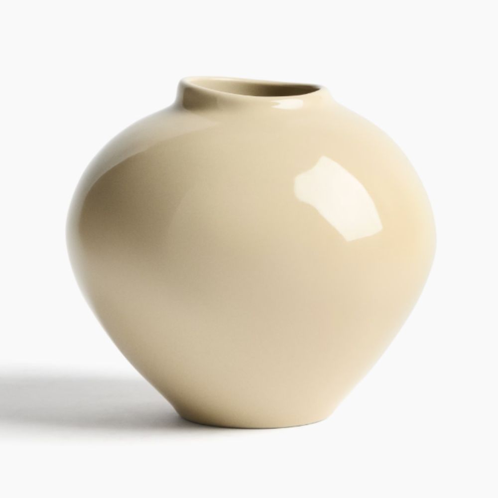 pale yellow rounded vase