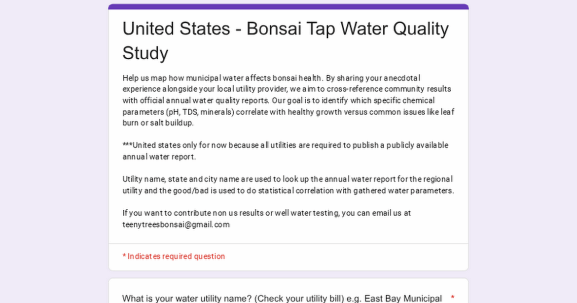 [Research] Does your tap water help or hurt your trees? Looking for data!