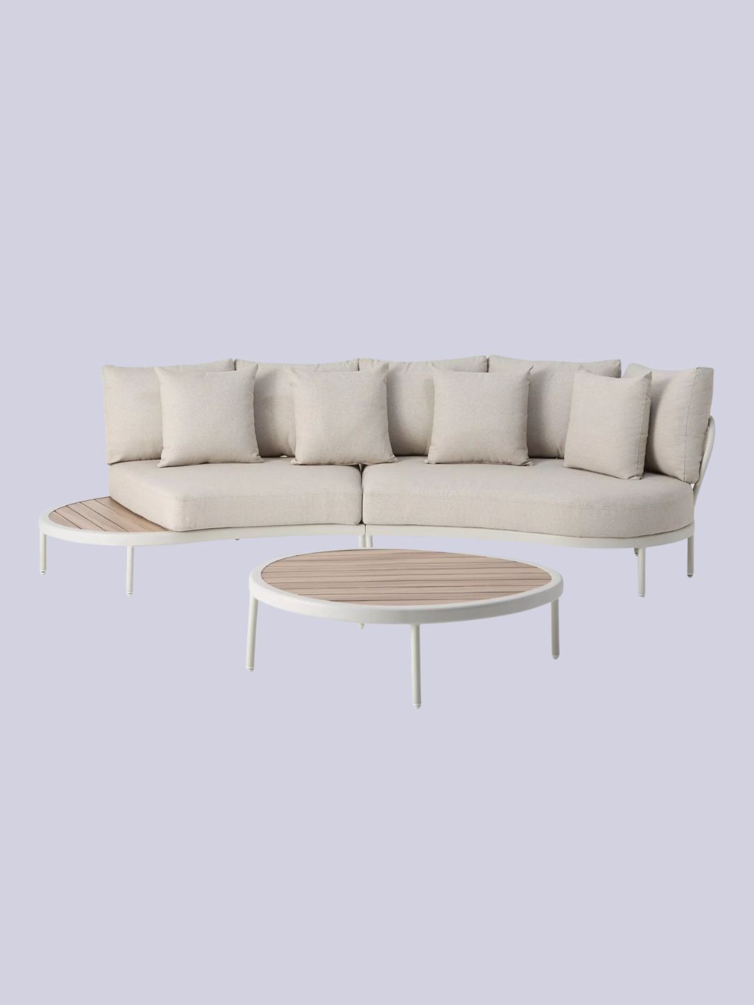 John Lewis, Lozenge 4-Seater Modular Curved Garden Sofa &amp; Coffee Table Set, Cream