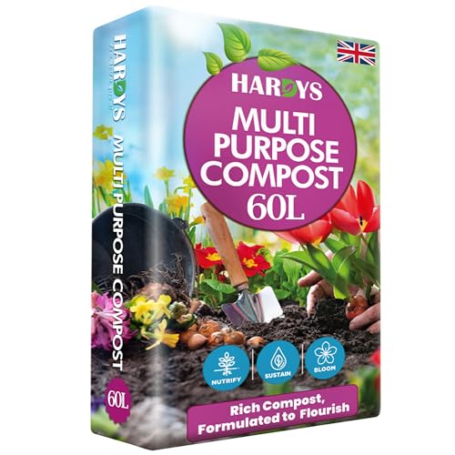 Hardys 60l Multi Purpose Compost - Potting &amp; Seed Compost for Outdoor Plants | All Purpose Indoor Plants Potting | Nutrient Rich Fertiliser for Garden, Pots, Planter Beds