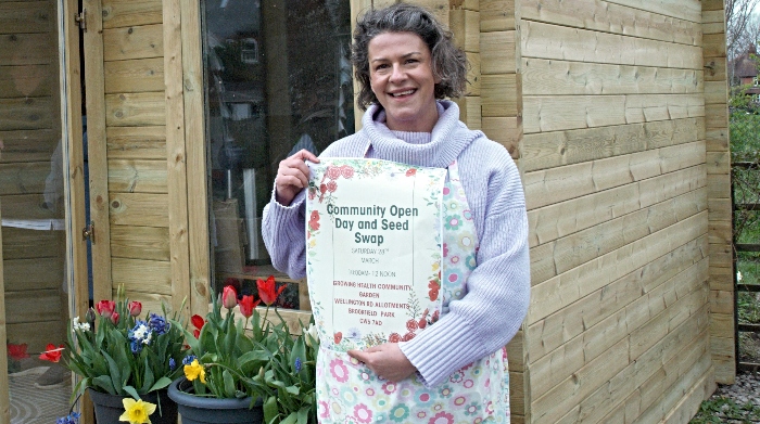 Adele Frost and community garden open day poster