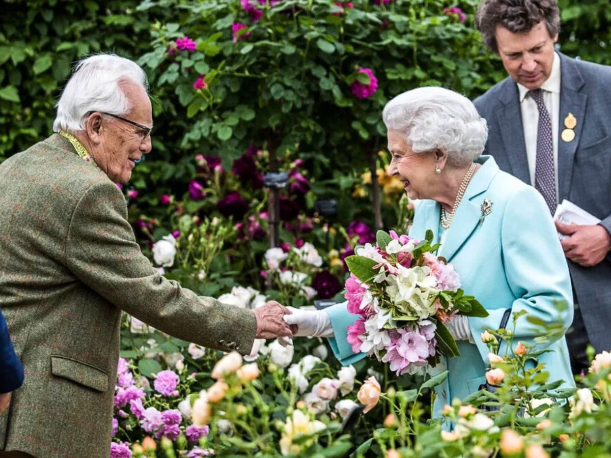 David C. H. Austin and Queen Elizabeth of England 