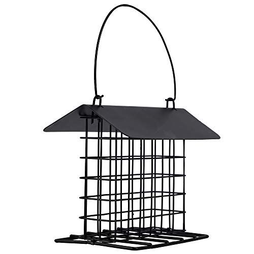Winemana Suet Feeder for Outside Hanging, Metal Suet Cake Holder Squirrel Proof, Weatherproof Bird Feeders for Wild Birds Woodpecker, Single Suet Cage for Outdoor Garden