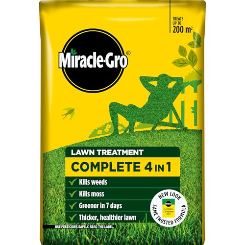 Miracle-Gro Evergreen Complete 4-In-1 Lawn Food - 200 M2, Lawn Food, Weed &amp; Moss Control, Yellow
