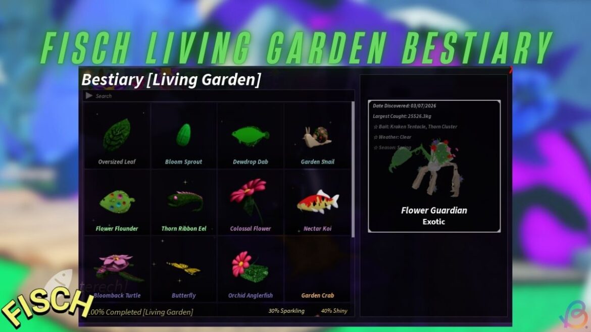 How to Complete Living Garden Bestiary in Fisch Fisch Living Garden Bestiary