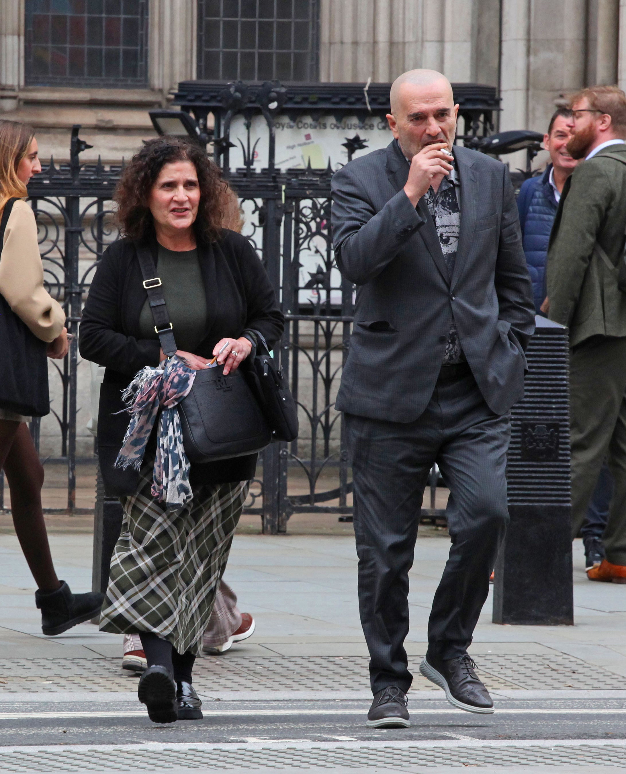 Foulla Bowler and John Barberis outside Central London County Court after hearing in Leylandii boundary dispute with neighbours
