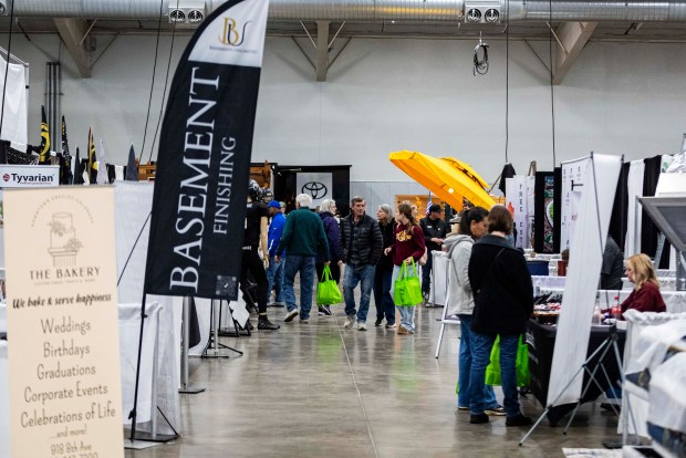 People go from booth to booth at the Greeley Tribune's Home & Garden Show at the Island Grove Event Center in Greeley on Friday, March 6, 2026. (Brice Tucker/Staff Photographer)