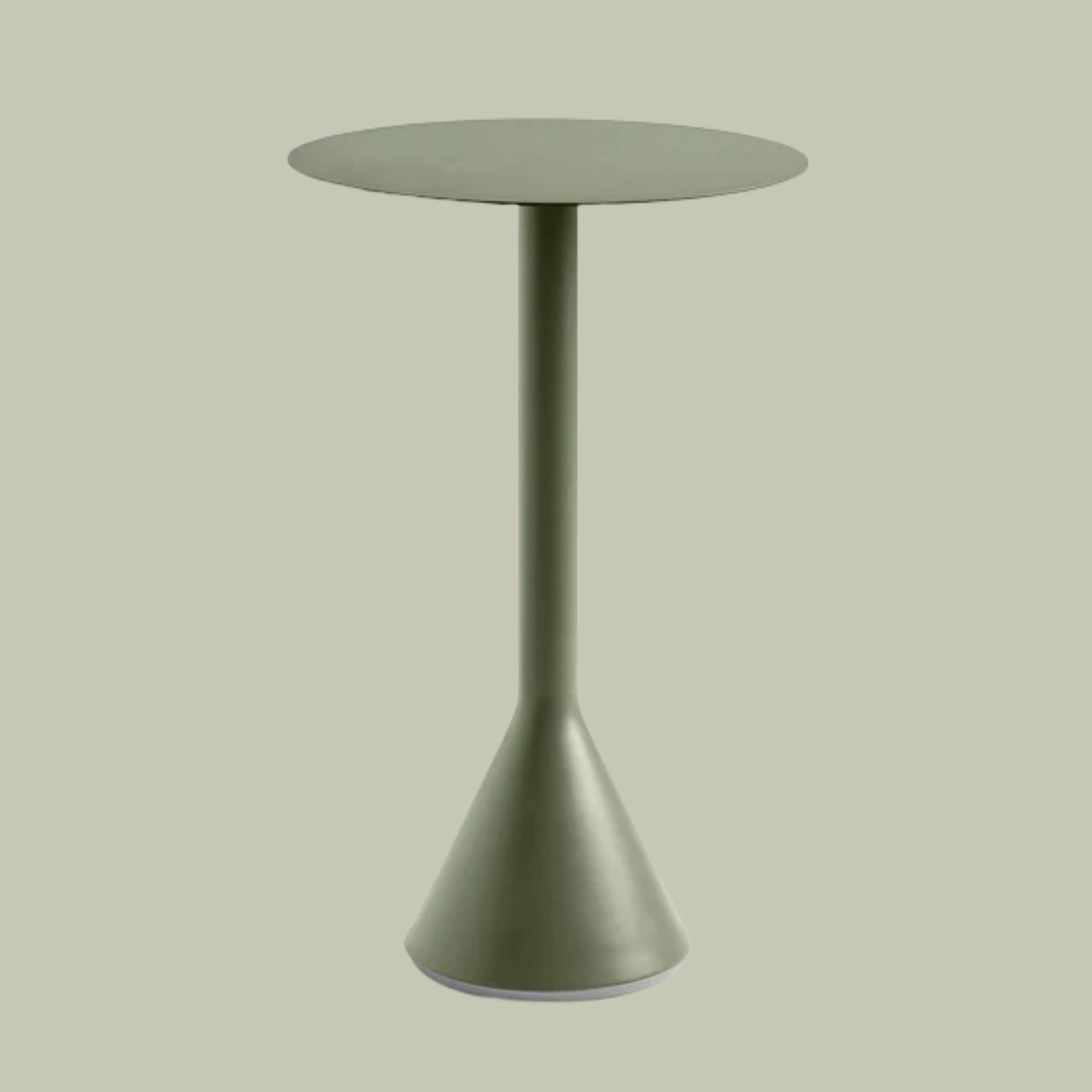 Palissade Cone Garden Bar Table against pale green background.