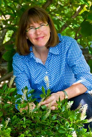Kim Eierman in a garden