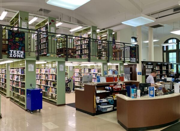 The mezzanine of the Carroll Gardens Library, which can be seen in this 2023 photo, is being updated for teens. Photo: Mary Frost/Brooklyn Eagle