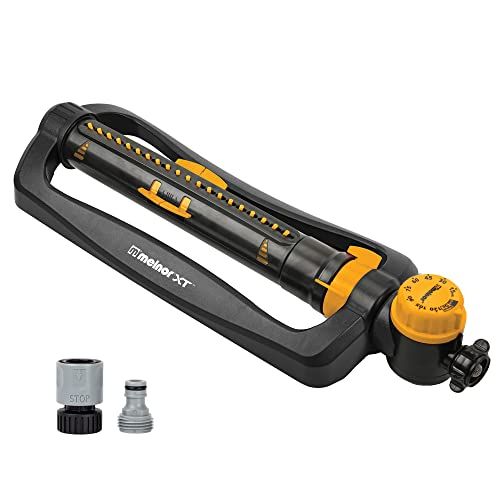 Melnor 65133amz Xt Turbo Oscillating Sprinkler W/timer, 4,000 Sq. Ft., Quick Connect Bundle, 2-Way Adjustable, Black, Yellow