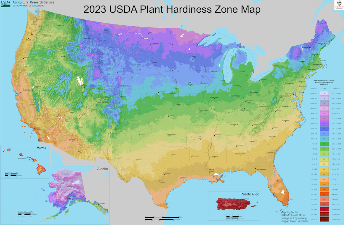 2023 UDA Plant Hardiness Zone Map With Full and Half Zones
