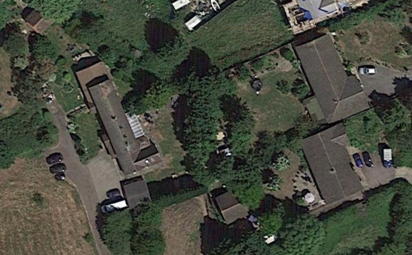 Aerial image showing site of dispute between John and Amanda McCarthy and neighbours over Leylandii border