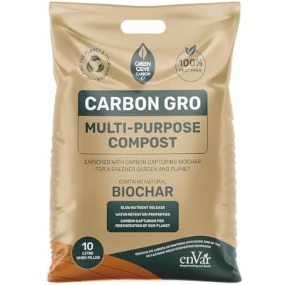 Carbon Gro 10l Bag Multi Purpose Peat Free Compost With Added Carbon Capturing Biochar for Outdoor Plants &amp; Soil for Indoor Plants - All Purpose Houseplant Potting Mix, Nutrient Rich Fertiliser