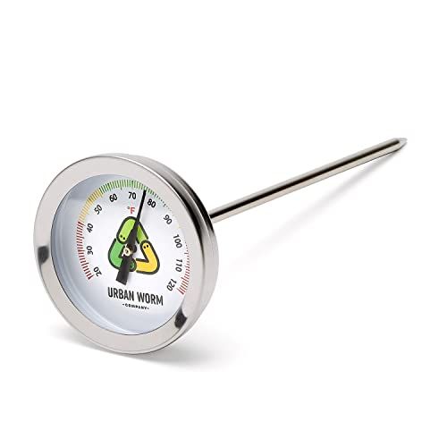 Urban Worm Soil Thermometer - 5-In Stainless Steel Stem - Perfect for Gardening & Worm Bin