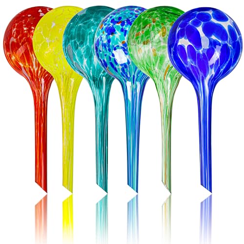 Plant Watering Globes Set of 6 - Small Glass Self Watering Bulbs Up to 5 Days of Irrigation - for Indoor &amp; Outdoor Plants - Multicolor, Automatic, Glass Watering Bulbs for Daily Use, Watering Devices