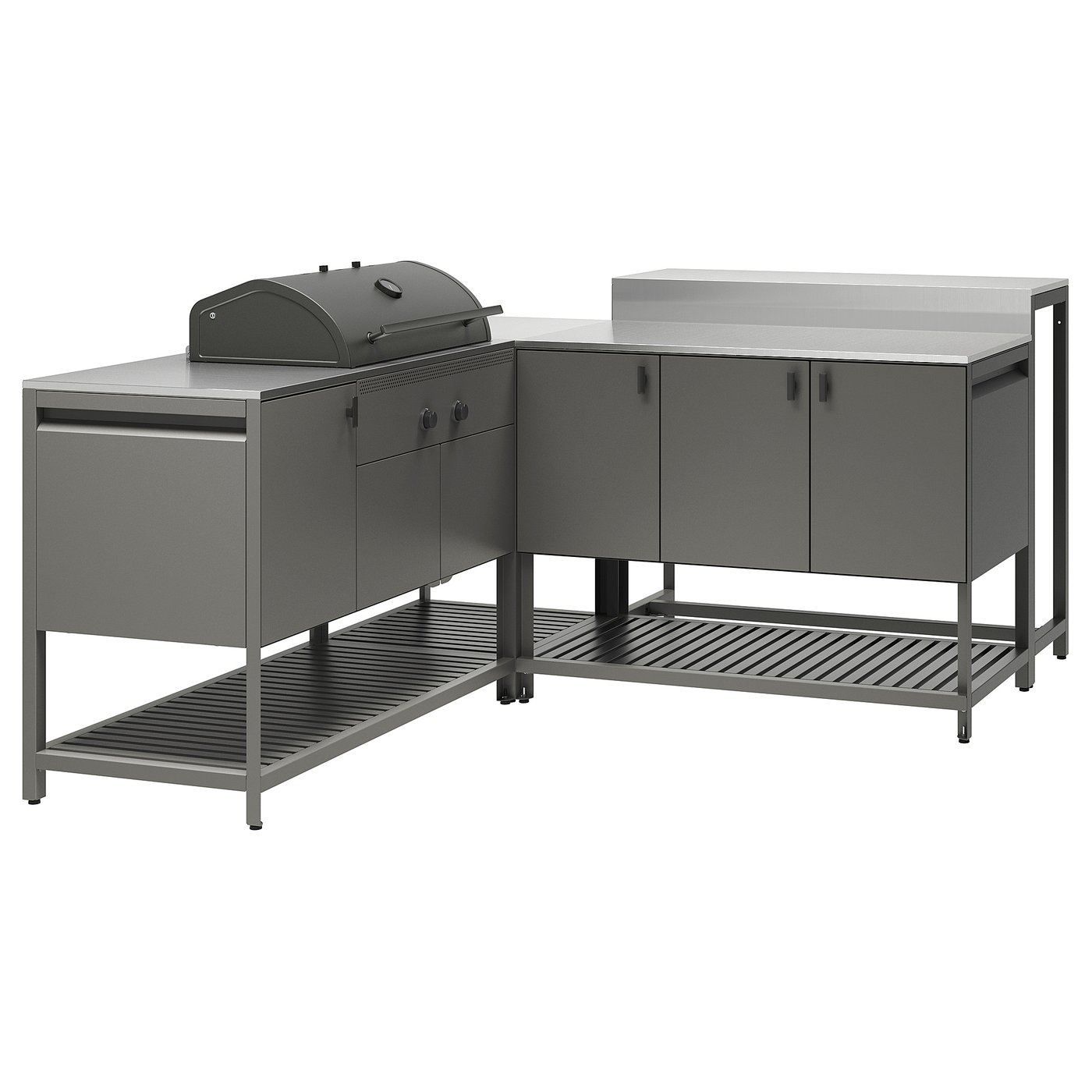 B&Aring;tsk&Auml;r Outdoor Ktchn W Chrcl Bbq+bar Table - Dark Gray 86 5/8x70 7/8 "
