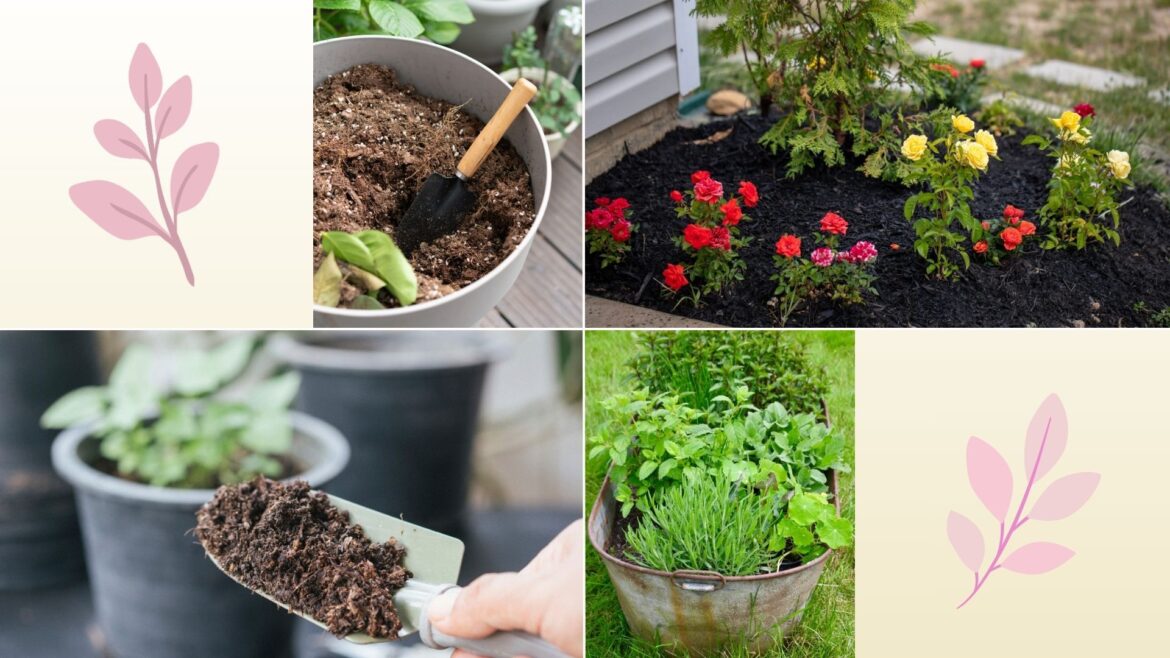 composite of soil, flower beds and herb gardens