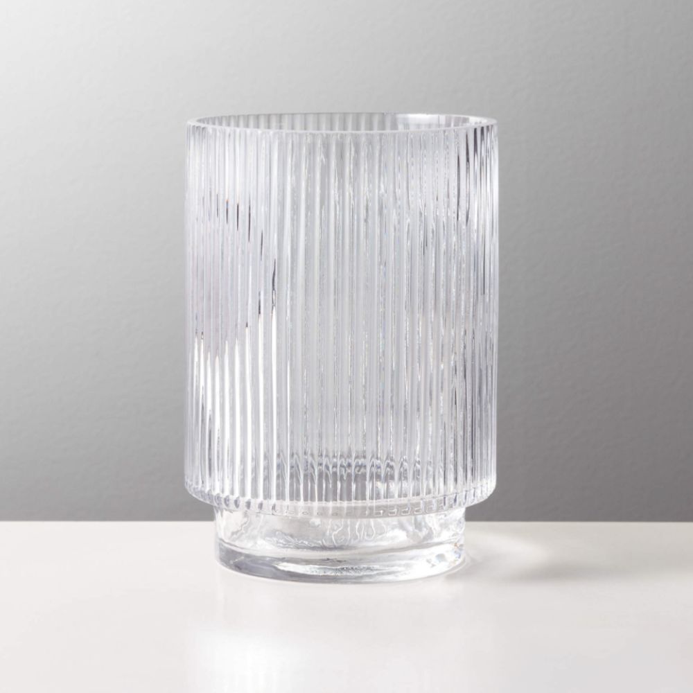 Ribbed glass vase