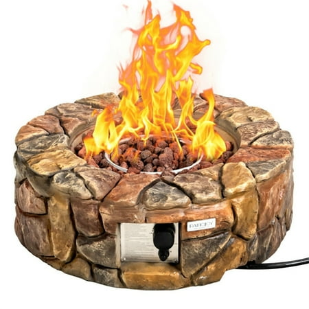 Resenkos Outdoor Stone Gas Fireplace With 40k Btu Power, Versatile Fire Table for Patios, High-Performance Cooking &amp; Heating With Style, Brown