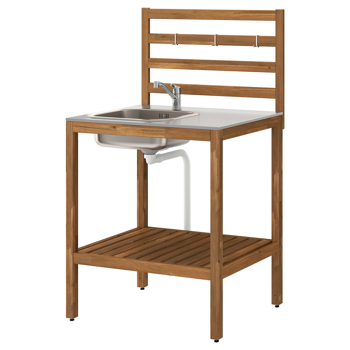 N&Auml;mmar&Ouml; Kitchen With Sink Unit, Outdoor - Light Brown Stained/stainless Steel 80x62 Cm