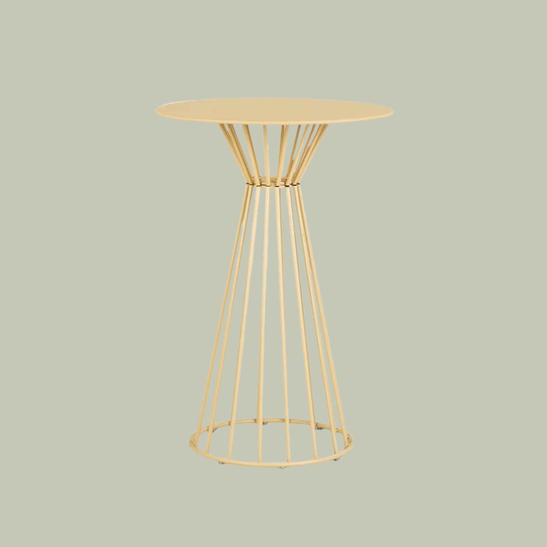 Round Metal Outdoor High Table (&Oslash;70 Cm) Nouli in pale yellow against pale green background.