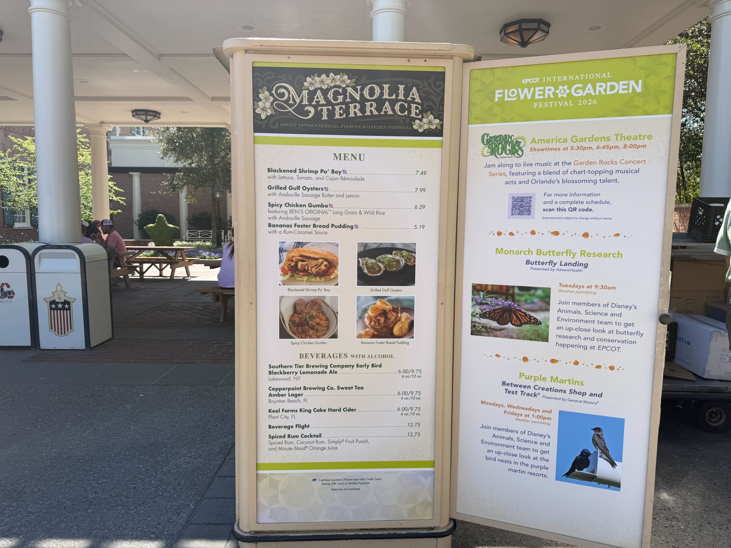 Magnolia Terrace Menu at EPCOT International Festival of the Arts 2026