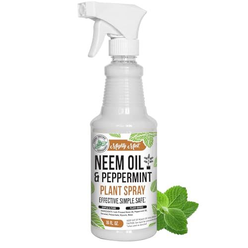 Mighty Mint Neem Oil &amp; Peppermint Plant Nutrient Spray &ndash; Natural Leaf Shine for Indoor &amp; Outdoor Use &ndash; Plant-Based Formula for Stronger, Healthy Plants - 16 Oz