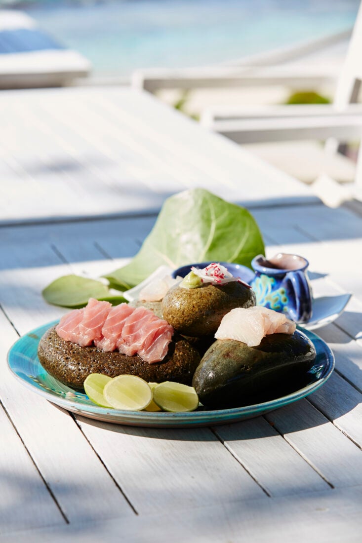 Sashimi on a stone