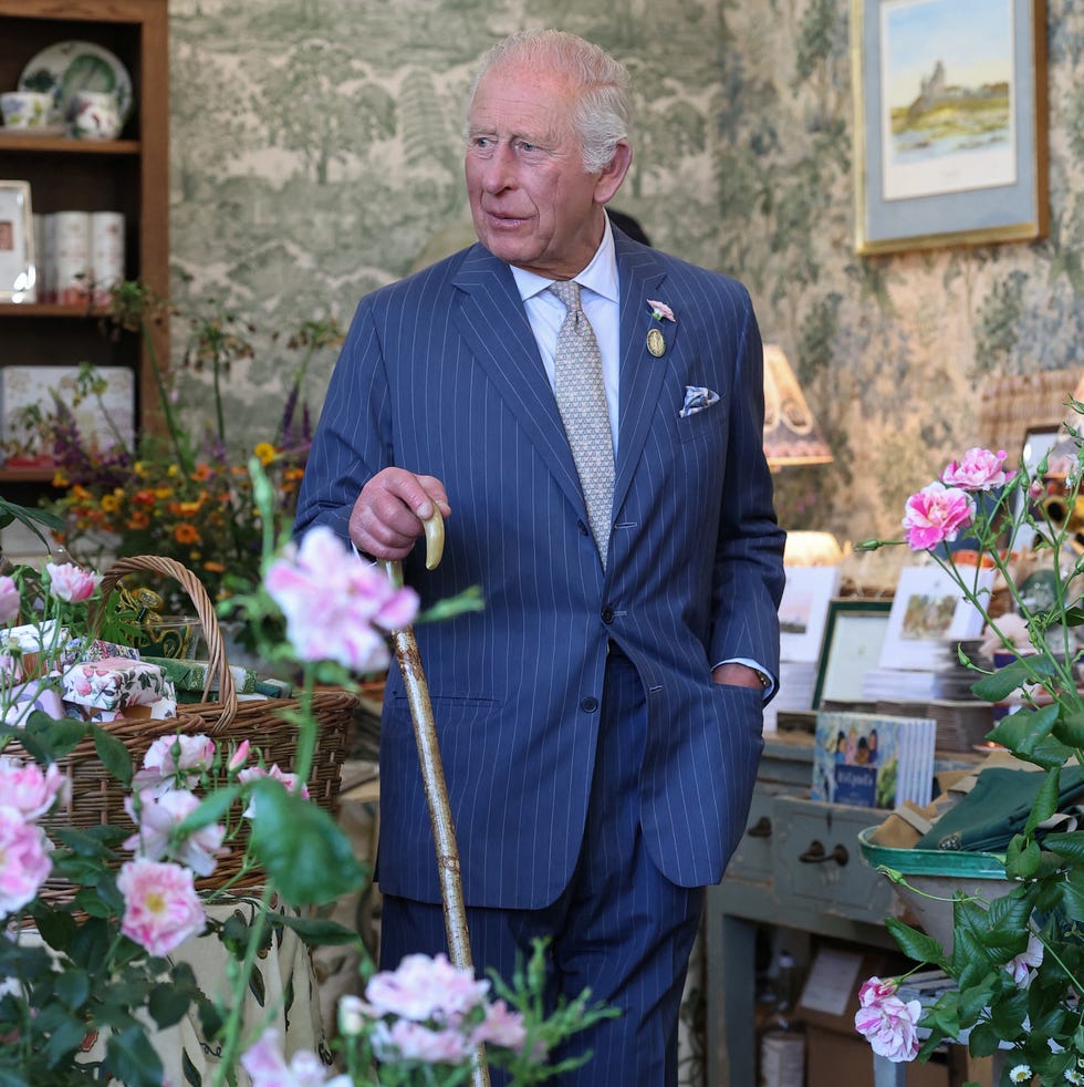 london, england may 20: king charles iii, patron of the royal horticultural society, looks around the displays at the highgrove shop during a visit to the rhs chelsea flower show at royal hospital chelsea on may 20, 2025 in london, england. (photo by toby melville wpa pool / getty images)