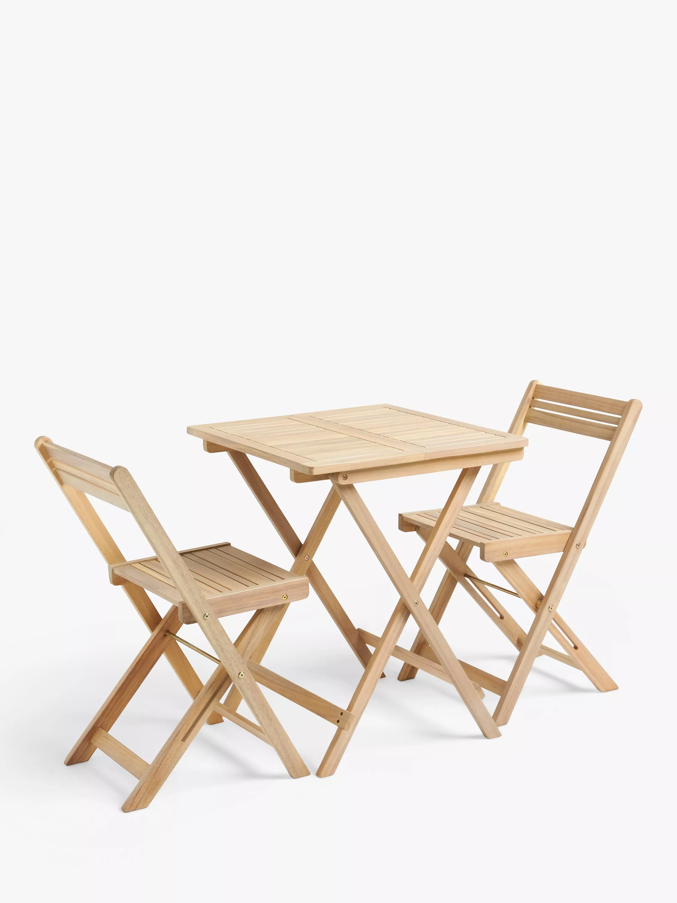 John Lewis Acacia Wood Foldable 2-Seater Garden Bistro Table &amp; Chairs Set, Natural