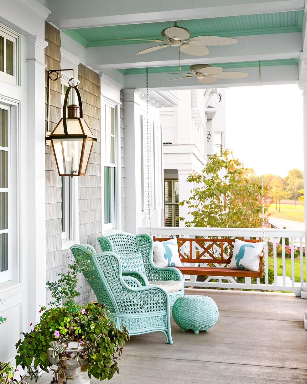 front porch with blue chairs front porch with blue chairs
