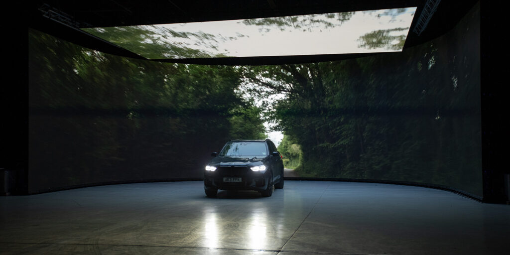A car in a virtual production studio
