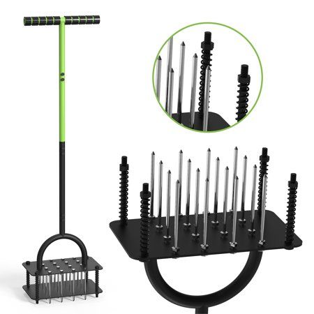 Steelite Lawn Aerator Tool,grass Aerator With 16 Steel Spikes, Auto-Cleaning Spring Design,manual Grass Aerators for Lawn, Yard, Garden Soil Loosening &amp; Aeration