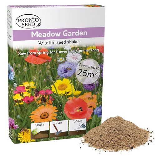 Pronto Seed Wild Flowers Seeds - Uk Mixed Variety Pack - Selected Wildflower Seed Mix for Garden &amp; Meadow Areas - Native British Blooms, Covers 25m2 (meadow Garden)