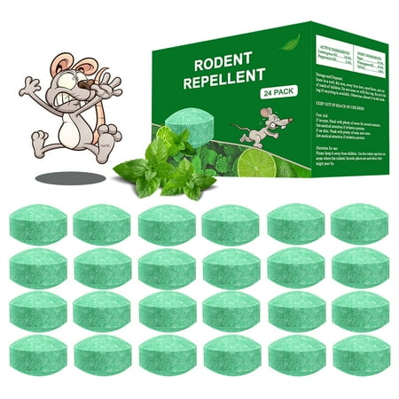 Rodent Repellent, Peppermint Oil for Mice Rats Squirrel Pests Repellent Indoor &amp; Outdoor Use, Natural Rat Mouse Deterrent Family （24 Pack）