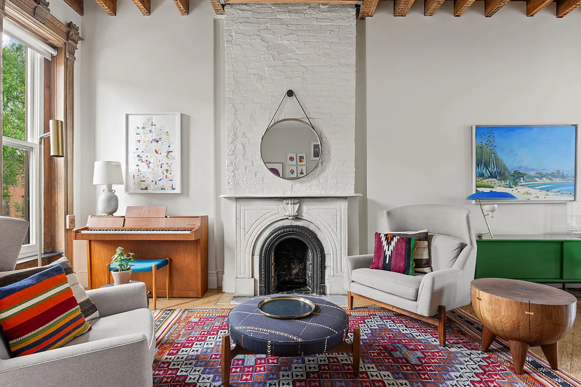 A Carroll Gardens Row House park slope parlor with mantel