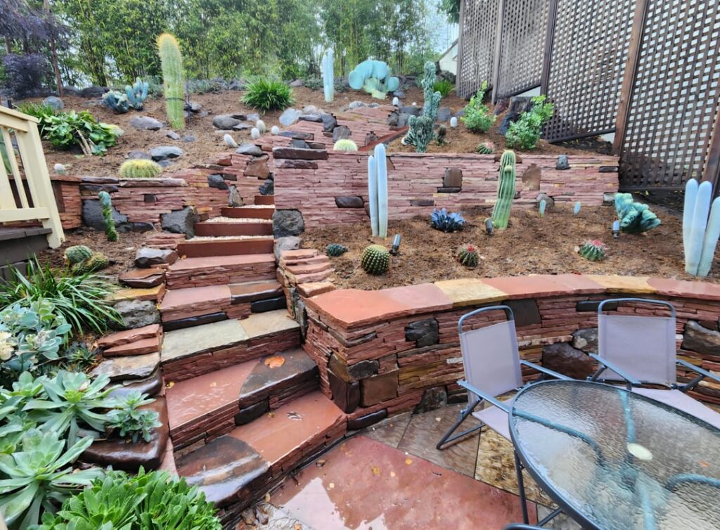 Here’s another dry stacked retaining wall job. Here's another dry stacked retaining wall job.