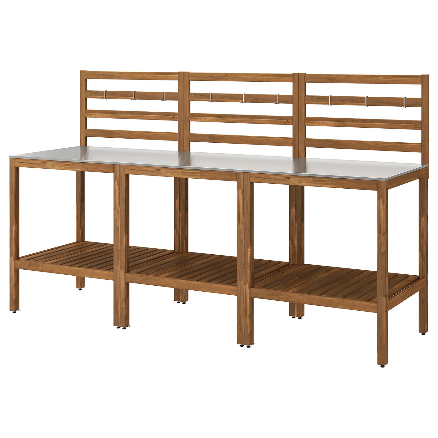 N&Auml;mmar&Ouml; Outdoor Kitchen - Light Brown Stained/stainless Steel 240x62 Cm