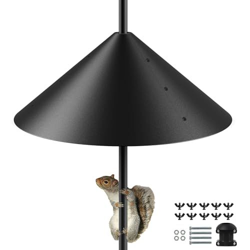19 Inch Metal Squirrel Baffle for Bird Feeder Pole, Outdoor Squirrel Proof Bird Feeders, Bird House Guard for Shepherd&rsquo;s Hook, Rust Chew Proof Heavy Duty